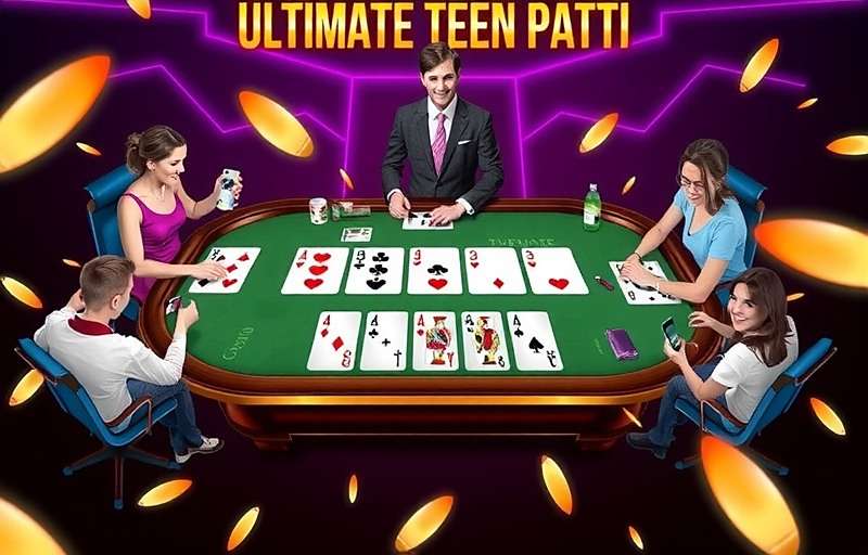 Ultimate Teen Patti Main Game Screen Ultimate Teen Patti game interface showing a card table with players